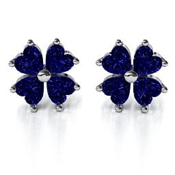 Multi Stone Four Heart Clover Earrings