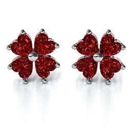 Multi Stone Four Heart Clover Earrings