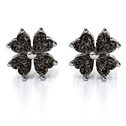 Multi Stone Four Heart Clover Earrings