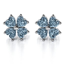 Multi Stone Four Heart Clover Earrings