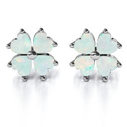 Multi Stone Four Heart Clover Earrings