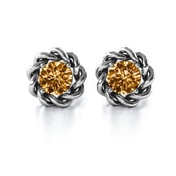 Twisted Stud Solitaire Earrings