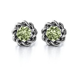 Twisted Stud Solitaire Earrings in 925 Sterling Silver with Peridot