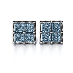 Vintage Princess Cut Stud Earrings