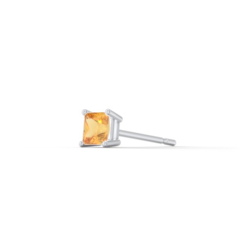 Princess Cut Birthstone Single Stud – Sterling Silver with Citrine