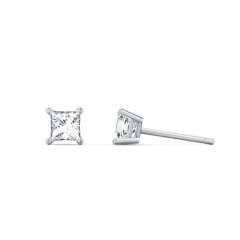 Princess Cut Birthstone Stud Earrings