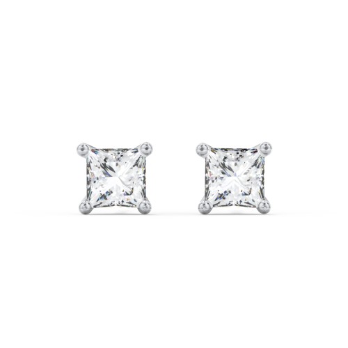 Princess Cut Birthstone Stud Earrings