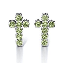 "I Believe" Cross Earrings in 925 Sterling Silver with Peridot