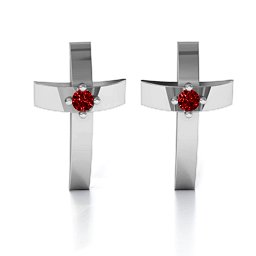 Classic Cross Earrings With Gemstone in 925 Sterling Silver with Garnet