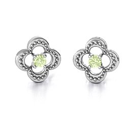 Shimmering Clover Earrings in 925 Sterling Silver with Peridot