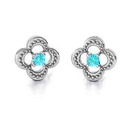 Shimmering Clover Earrings in 925 Sterling Silver with Mint Premium Zirconia