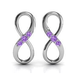 Three Stone Infinity Earrings in 925 Sterling Silver