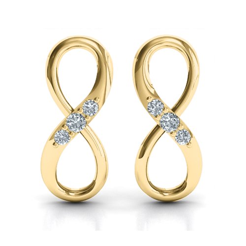 Three Stone Infinity Earrings – 10K Yellow Gold with Cubic Zirconia