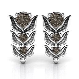 Be-leaves in Nature Earrings in 925 Sterling Silver with Smokey Quartz