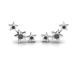 Twinkle Little Stars Earrings in 925 Sterling Silver with Alexandrite and Black Premium Zirconia