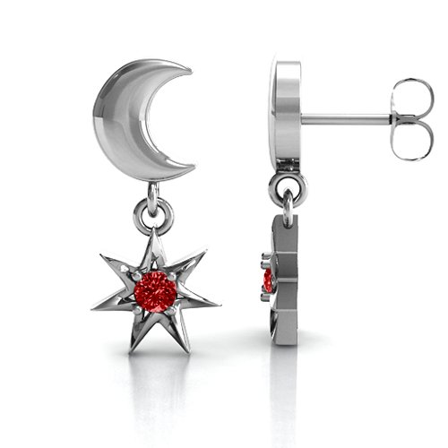 "Lights in the Night" Dangling Earrings – Sterling Silver with Garnet