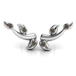 Beyond Be-Leaf Earrings in 925 Sterling Silver with Smokey Quartz
