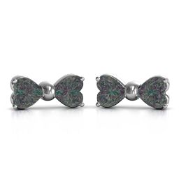 Adorable Bow Earrings in 925 Sterling Silver with Alexandrite