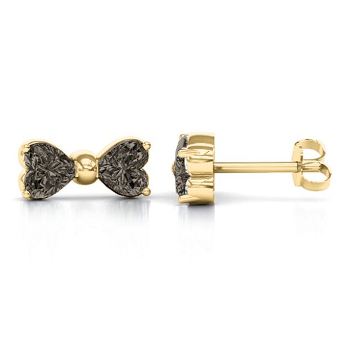 Adorable Bow Earrings – 10K Yellow Gold with Smokey Quartz
