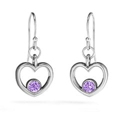 Dangling Heart Gemstone Earrings