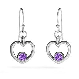 Dangling Heart Gemstone Earrings