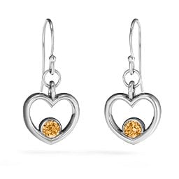 Dangling Heart Gemstone Earrings