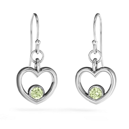 Dangling Heart Gemstone Earrings