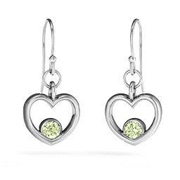 Dangling Heart Gemstone Earrings in 925 Sterling Silver with Peridot