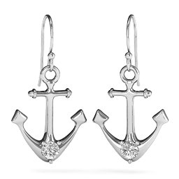 Gemstone Anchor Earrings
