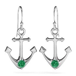 Gemstone Anchor Earrings