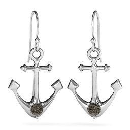 Gemstone Anchor Earrings in 925 Sterling Silver with Smokey Quartz