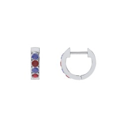 Personalized Gemstone Huggie Earrings in 925 Sterling Silver with Blue Sapphire and Garnet
