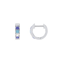 Personalized Gemstone Huggie Earrings in 925 Sterling Silver with Blue Sapphire, Blue Topaz, and Cubic Zirconia