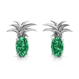 Oval Stone Pineapple Earrings