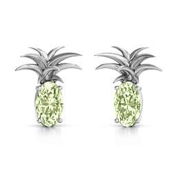 Oval Stone Pineapple Earrings