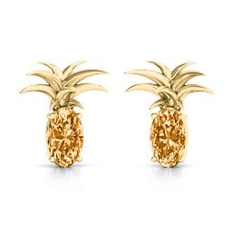 Oval Stone Pineapple Earrings