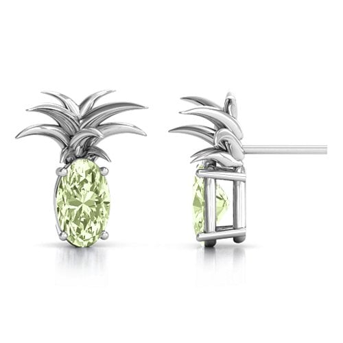 Oval Stone Pineapple Earrings