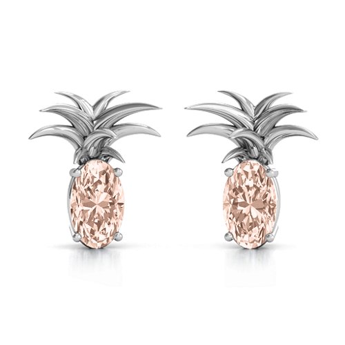 Oval Stone Pineapple Earrings – Sterling Silver with Morganite