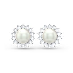 Freshwater Pearl Flower Halo Stud Earrings