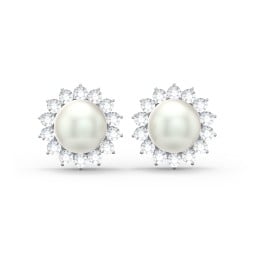 Freshwater Pearl Flower Halo Stud Earrings