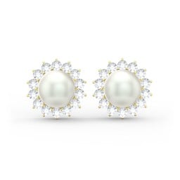 Freshwater Pearl Flower Halo Stud Earrings