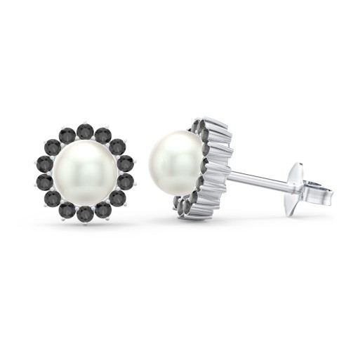 Freshwater Pearl Flower Halo Stud Earrings