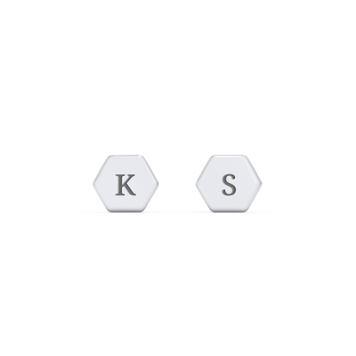 Engravable Hexagon Shape Stud Earrings