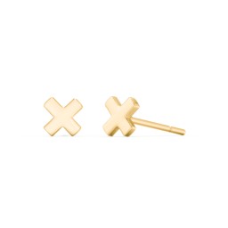 X Shaped Stud Earrings in 10K Solid Yellow Gold