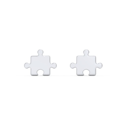 Jigsaw Puzzle Shape Stud Earrings – Sterling Silver