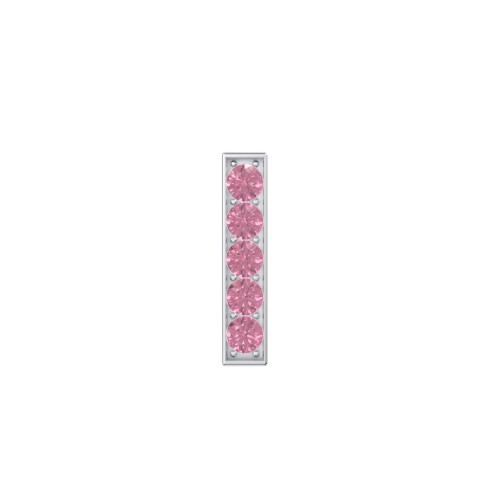 Petite Bar Single Stud with Accents – Sterling Silver with Pink Tourmaline