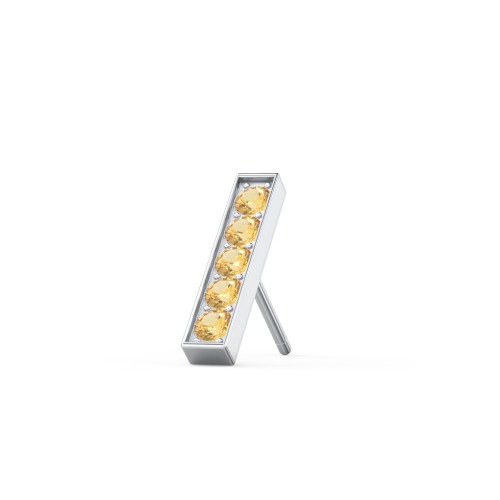 Petite Bar Single Stud with Accents – Sterling Silver with Citrine