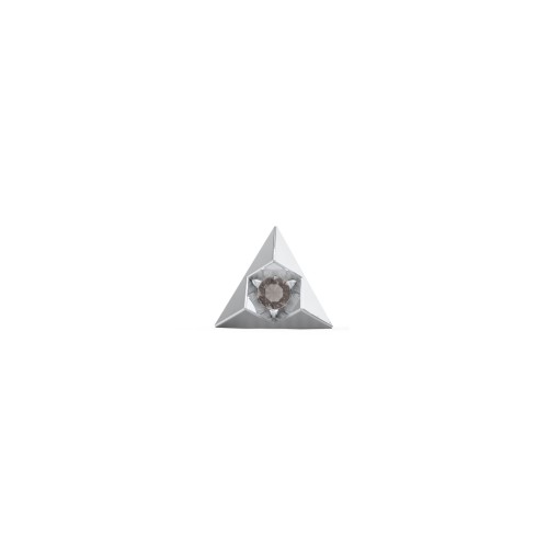 Pyramid Single Stud with Gemstones – Sterling Silver with Smokey Quartz