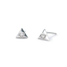 Pyramid Stud Earrings with Gemstones