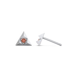 Pyramid Stud Earrings with Gemstones in 925 Sterling Silver with Garnet